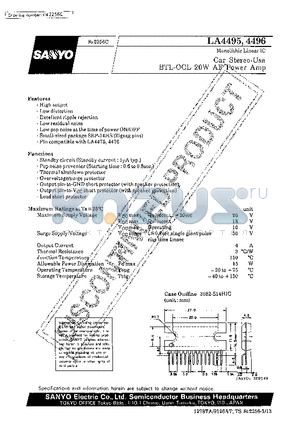 LA4495 datasheet - Car Stereo-Use BTL-OCL 20W AF Power Amp