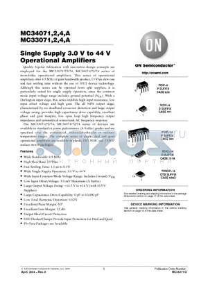 MC33074ADTB datasheet - Single Supply 3.0 V to 44 V Operational Amplifiers