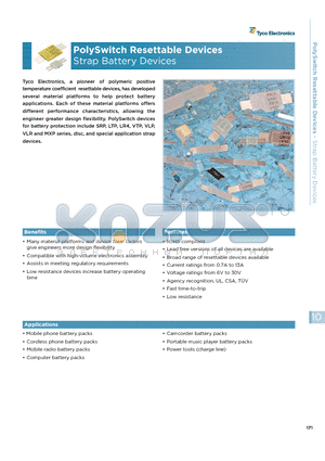 LR4-1300SSF datasheet - PolySwitch Resettable Devices Strap Battery Devices