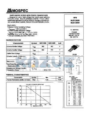 MJE13008 datasheet - POWER TRANSISTORS(12A,300-400V,100W)