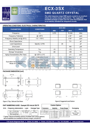 ECS-160-20-7SX-A-E-P-TR datasheet - SMD QUARTZ CRYSTAL