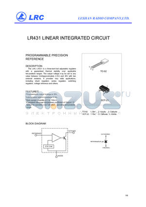 LR431A datasheet - LR431 LINEAR INTEGRATED CIRCUIT