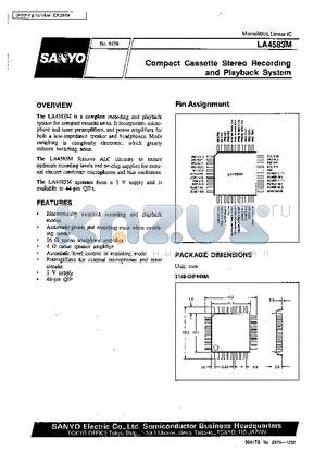 LA4583 datasheet - Compact Cassette Stereo Recording and Playback System