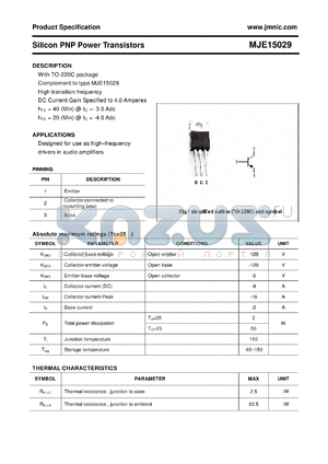 MJE15029 datasheet - Silicon PNP Power Transistors