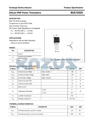 MJE15029 datasheet - Silicon PNP Power Transistors
