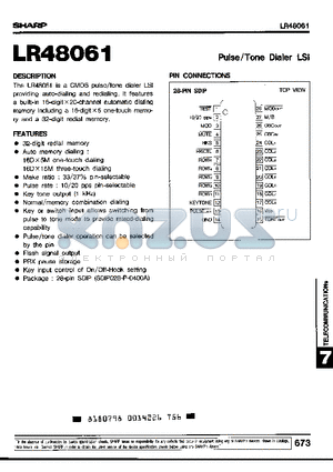 LR48061 datasheet - Pulse/Tone Dialer LSI