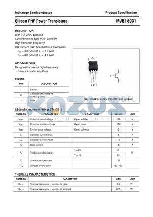 MJE15031 datasheet - Silicon PNP Power Transistors