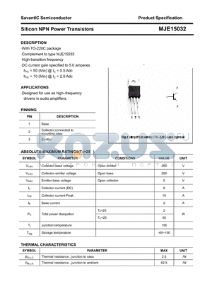 MJE15032 datasheet - Silicon NPN Power Transistors