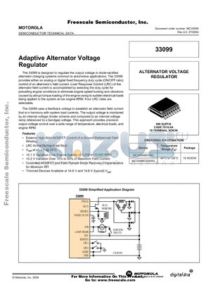 MC33099 datasheet - Adaptive Alternator Voltage Regulator