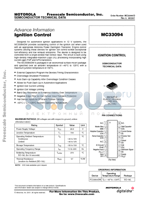 MC33094 datasheet - IGNITION CONTROL