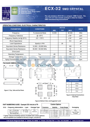 ECS-160-S-33-C-E-L-TR datasheet - SMD CRYSTAL