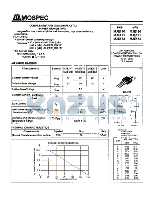 MJE170 datasheet - POWER TRANSISTORS(3.0A,40-80V,12.5W)