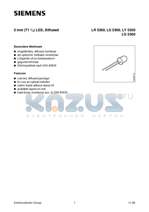 LR5360-F datasheet - 5 mm (T1 3/4) LED, Diffused