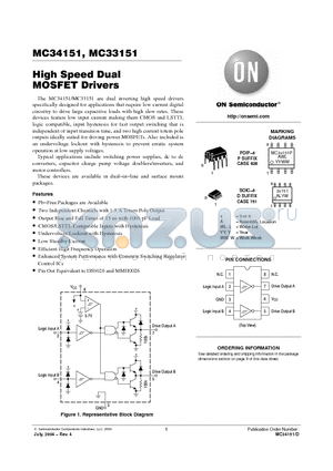 MC33151 datasheet - High Speed Dual MOSFET Drivers