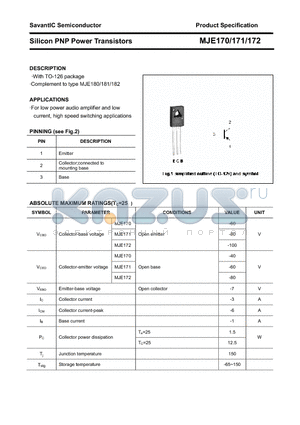 MJE171 datasheet - Silicon PNP Power Transistors