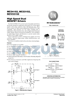 MC33152 datasheet - HIGH SPEED DUAL MOSFET DRIVERS