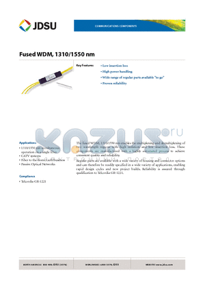 FFW-4CH12115 datasheet - Fused WDM, 1310/1550 nm