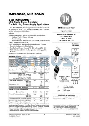 MJE18004 datasheet - NPN Bipolar Power Transistor For Switching Power Supply Applications