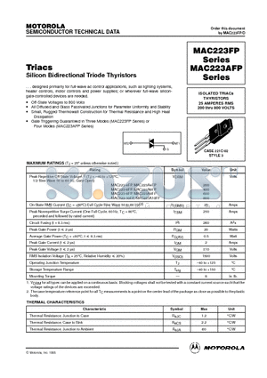 MAC223-8FP datasheet - Silicon Bidirectional Triode Thyristors