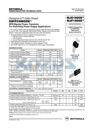 MJE18008 datasheet - POWER TRANSISTOR