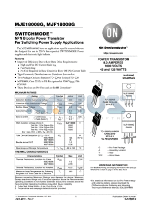 MJE18008 datasheet - NPN Bipolar Power Transistor For Switching Power Supply Applications