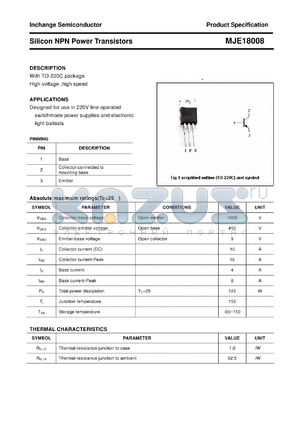 MJE18008 datasheet - Silicon NPN Power Transistors