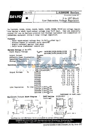 LA5009M datasheet - 2 TO 10V 60MA LOW SATURATION VOLTAGE REGULATORS