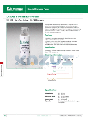 LA50QS100-4 datasheet - Special Purpose Fuses