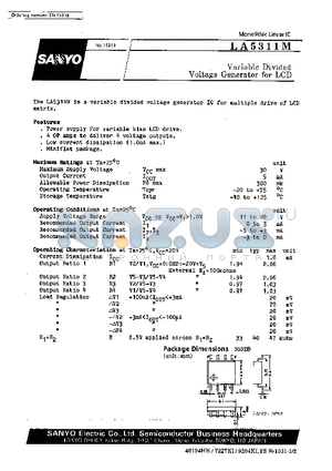 LA5311 datasheet - Variable Drivided Voltage Generator for LCD