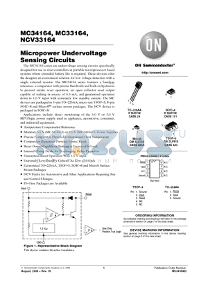 MC33164P-3 datasheet - MICROPOWER UNDERVOLTAGE SENSING CIRCUITS