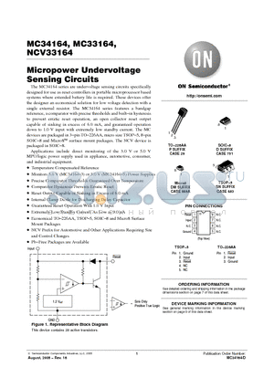 MC33164P-3G datasheet - MICROPOWER UNDERVOLTAGE SENSING CIRCUITS