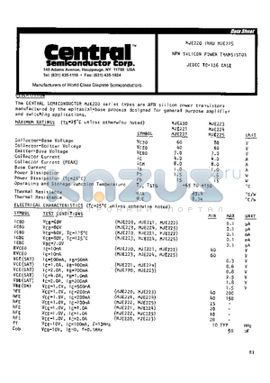 MJE223 datasheet - NPN SILICON POWER TRANSISTOR