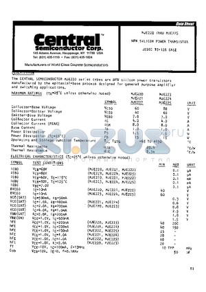 MJE224 datasheet - NPN SILICON POWER TRANSISTOR