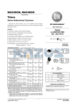 MAC4DCMT4 datasheet - Triacs Silicon Bidirectional Thyristors