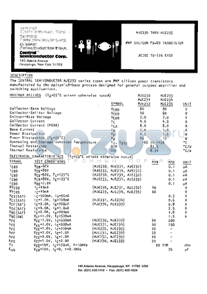 MJE233 datasheet - PNP SILICON POWER TRANSISTOR
