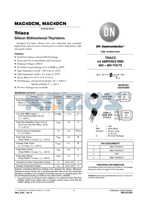 MAC4DCM_06 datasheet - Triacs Silicon Bidirectional Thyristors