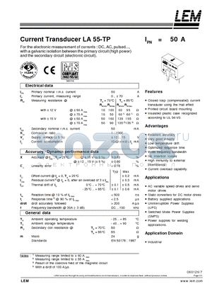 LA55-TP_06 datasheet - Current Transducer