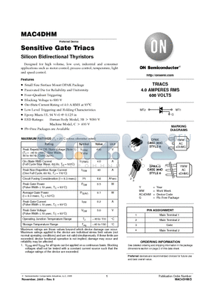 MAC4DHM datasheet - Sensitive Gate Triacs Silicon Bidirectional Thyristors