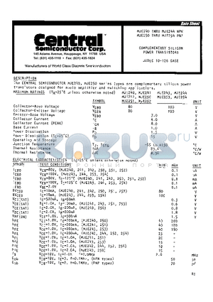 MJE244 datasheet - COMPLEMENTARY SILICON POWER TRANSISTORS