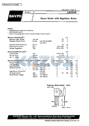 LA5540 datasheet - Motor Driver with Regulator, Brake