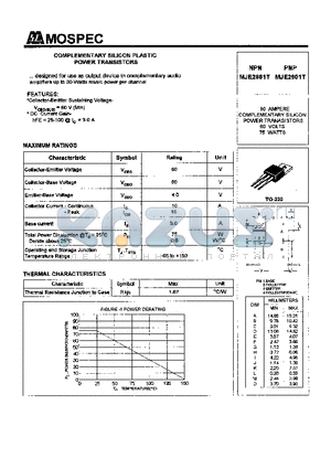 MJE2801 datasheet - POWER TRANSISTORS(10A,60V,75W)