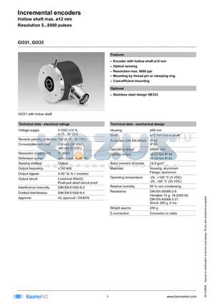 GI331.0704122 datasheet - Incremental encoders