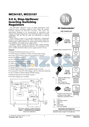 MC33167TV datasheet - 5.0 A, Step−Up/Down/Inverting Switching Regulators