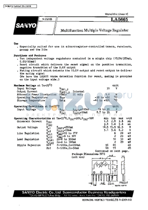 LA5665 datasheet - Multifunction Multiple Voltage Regulator