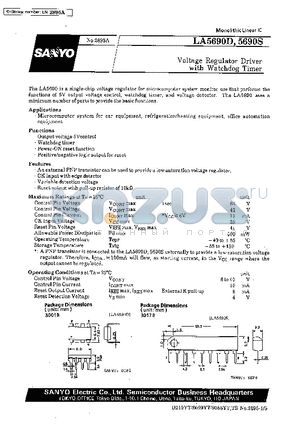 LA5690D datasheet - Voltage Regulator Driver with Watchdog Timer