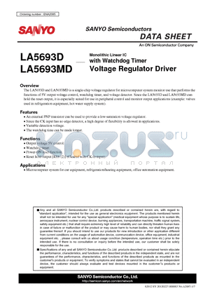 LA5693D datasheet - Monolithic Linear IC with Watchdog Timer Voltage Regulator Driver