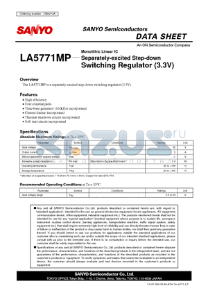 LA5771 datasheet - Separately-excited Step-down Switching Regulator (3.3V)
