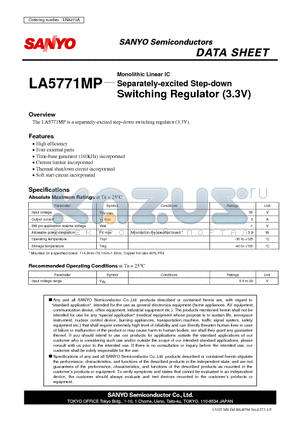 LA5771MP_12 datasheet - Monolithic Linear IC Separately-excited Step-down Switching Regulator (3.3V)