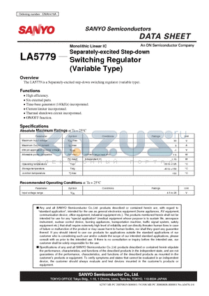 LA5779-E datasheet - Switching Regulator (Variable Type)