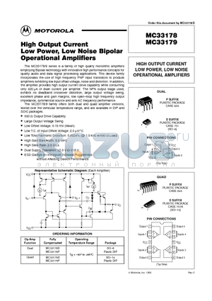 MC33178P datasheet - HIGH OUTPUT CURRENT LOW POWER, LOW NOISE OPERATIONAL AMPLIFIERS